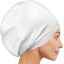 قبعة سباحة سيليكون فائقة الحجم لذوي الشعر الطويل - قبعات السباحة للنساء والرجال - قبعة مقاومة للماء وآمنة ومريحة ومتينة للاستخدام في المسبح والشاطئ