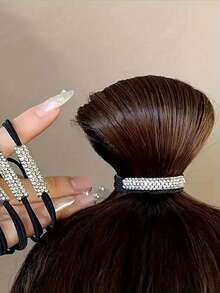 20/10/3件装奢华水钻发圈，新款弹力发圈，适用于马尾辫，简约百搭，不伤发，马尾发圈，发圈，橡皮筋，发绳，发饰，健身运动服饰头部配饰 - 彩色 - 查看 5