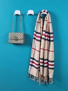 1pc Plastic Wall Mount Hanger Rack For Bags, Headphones, Ties, Scarves, Headset, Bluetooth Earphones Storage, Suitable For Dorm, Entryway No-Drill