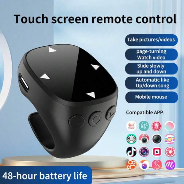 Telecomando senza fili per selfie per cellulari, con funzione di scorrimento video e touch screen, controllo remoto fino a 10 metri, compatibile con iOS, iPad e Android, adatto per vacanze estive, viaggi e feste, otturatore portatile senza fili