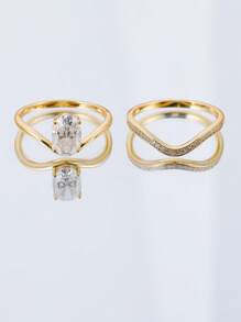 2pcs/Set Fashion Unique Oval Moissanite Ring, Gift For Women Engagement/Wedding/Anniversary