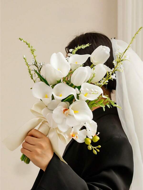 Artificial Tulips Flowers For Bride Wedding Photoshoot Photography Bouquet Decoration, Wedding Registration Holding Flowers Summer Birthday Gifts Beach Back To School School Supplies Room Decor