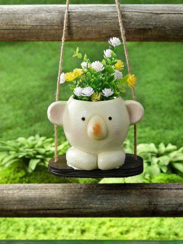 1 pieza Maceta colgante con forma de koala brillante, adecuada para plantas pequeñas de interior y exterior, adorable maceta colgante con cuentas de perlas, maceta colgante de resina feliz para suculentas