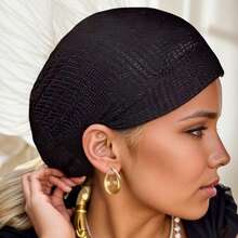 1件装时尚透气网眼黑色内衬帽 - 弹性好、轻便易携 | 时尚涤纶发帽、万圣节礼物、夏季、沙滩帽 - 彩色 - 查看 12