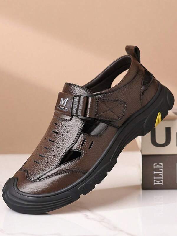 Herren einstellbare Sandalen mit geschlossener Zehenkappe, atmungsaktivem Obermaterial mit Lochdesign, rutschfester und abriebfester Sohle, Outdoor-Sportschuhe zum Gehen, Wandern und für den Lässig-Bereich