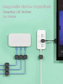 3pcs ABS + Magnet Multi-Function Magnetic Cable Organizer, Desk/Wall Mounted Phone Charger Cable Holder, Clip Hooks - Multicolor - View 8