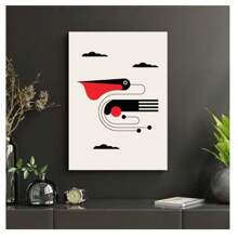 1pc Frameless Scandinavian Animal Art Canvas Printing Poster Modern Minimalist Geometric Dogfish Poster Abstract Line Wall Art Living Room Bedroom Coffee Shop Children's Room Wall Decoration Home Decoration ,Wall Art With Frame