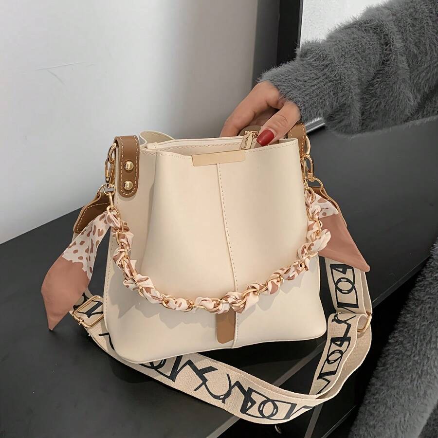 Borsa a secchiello da donna alla moda e semplice, borsa a tracolla casual versatile per tutti i giorni e borsa a tracolla adatta per il trasporto quotidiano