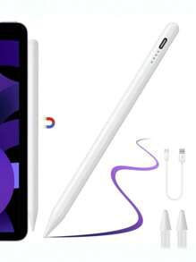 1 قلم متوافق مع أجهزة iPad من طراز iPad 2018-2024، بطارية ليثيوم أيون سعة 90 ميللي أمبير ساعة، شحن أسرع، رفض للبقع، حساسية لميلان، متوافق مع قلم Apple،قلم تنسيقي لأجهزة iPad 10 / 9/8/7/6، iPad Pro11/12.9/13بوصة M4، iPad Air 3/4/5/M2، iPad Mini 5/6 [بدون وظيفة الشحن المغناطيسي]