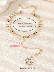 1pc Random Star Design Metal Toe Ring With Bead Decor, Colorful Beach Style Jewelry Gifts For Women - Multicolor - View 6