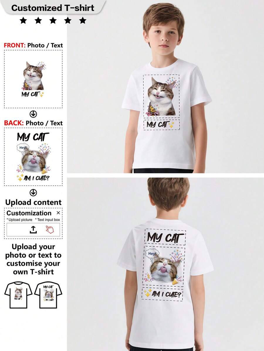 Customized Personalized T-Shirt, Sport T-Shirt, Breathable, A Gift, - Add Images To Design Your Own Personalized Printed T-Shirt - White - View 1