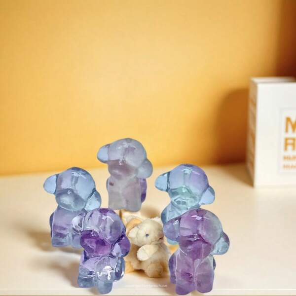 1pc Fluorite Carved Tilted Head Teddy Dog Pendant, Can Be Used For DIY Jewelry Accessories Like Necklace Pendant, Phone Charm, Bracelet Decor, Earrings, Car Ornament, Bag Charm, Etc. Varying Colors And Sizes Will Be Randomly Shipped