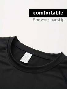 Men's High Elasticity Sports Muscle Fit Short Sleeve T-Shirt - Tight Compression Tee, Machine Washable, Solid Color For Gym & Casual, Suitable For All Seasons | Fashion Design | High Stretch Fabric