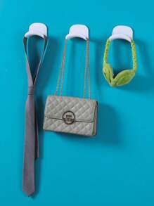 1pc Plastic Wall Mount Hanger Rack For Bags, Headphones, Ties, Scarves, Headset, Bluetooth Earphones Storage, Suitable For Dorm, Entryway No-Drill