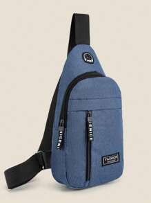 Nowa męska płócienna torba typu crossbody, sportowa torba podróżna na klatkę piersiową, torba na ramię, saszetka biodrowa, idealna na Halloween, Boże Narodzenie, Święto Dziękczynienia, na zewnątrz, w podróży, do pracy, na studia, z otworem na słuchawki. Odzież uliczna