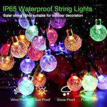 Solar Crystal Ball Lights 39FT - 100LEDs Wedding Decor With 8 Modes - IP65 Waterproof Hanging Lights For Garden Arch & Reception - Romantic Colored Light