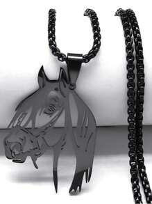 Colar de Aço Inoxidável com Cabeça de Cavalo Estética em Forma de Animal, Cores Ouro, Prata e Preto, Presente para Amantes de Cavalos, Homens e Mulheres