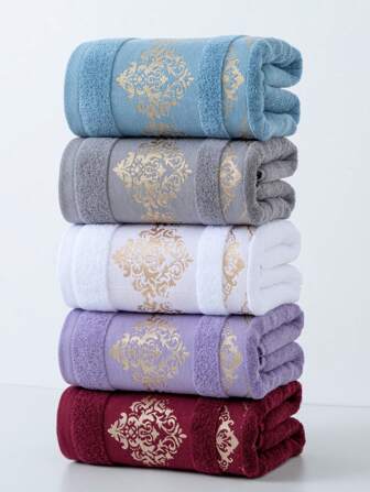 1 条长方形毛巾，70 * 140 厘米，提花宫廷图案，适合成人、男女、游泳、沐浴、厨房毛巾 34 * 74 厘米或方形手帕 34 * 34 厘米，速干、吸水、柔软，适用于浴室、酒店、健身房、旅行、节日礼物、沙龙、运动、户外、海滩、学校、返校、旅行、旅行必需品、家居必需品、毛巾、皮肤护理