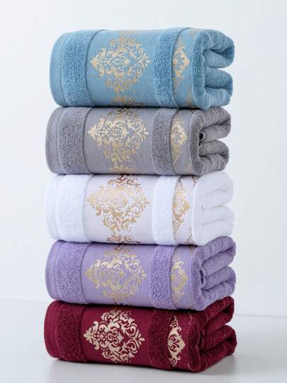 1 条长方形毛巾，70 * 140 厘米，提花宫廷图案，适合成人、男女、游泳、沐浴、厨房毛巾 34 * 74 厘米或方形手帕 34 * 34 厘米，速干、吸水、柔软，适用于浴室、酒店、健身房、旅行、节日礼物、沙龙、运动、户外、海滩、学校、返校、旅行、旅行必需品、家居必需品、毛巾、皮肤护理