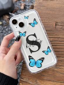 1 pieza Funda personalizada para teléfono móvil con diseño de lazo y firma, carcasa transparente suave y resistente a caídas, texto personalizado para A23/A14/S23 24Ultra/ 11 13 15 16 Pro Max, inicial personalizada, elegante, colorida, vintage, linda, sencilla, divertida, personalizada, regalo ideal para él, regalo ideal para ella, novio, novia, familia, amigos, abuelos, pareja, para aniversarios, para cumpleaños, fundas de teléfono personalizadas, cómoda y fácil de usar, teléfonos celulares y accesorios, elegante otoño
