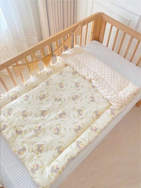 1 pezzo Materassino imbottito per neonati, in tessuto morbido e soffice per il calore, cuscino da letto per l'asilo, biancheria da letto per bambini, reversibile e lavabile