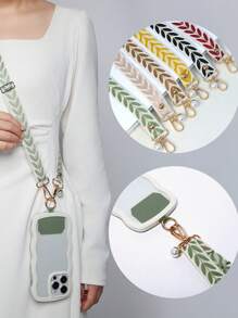 سلسلة إكسسوار بسير طويل قابل للتعديل مع تعليق زخرفي من شريط رحب وخرزة زجاجية مزيفة، مناسبة لتعليق الهاتف أو المحفظة والحقيبة على الكتف أو الرقبة للنساء