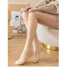 Kit 1-2-4 Pairs Of Thermal Socks Flannel Lining Velvet Cold Snow (Length 50 Cm) Winter - trắng - Xem 5