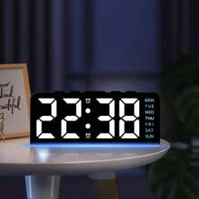 1 pieza Reloj digital moderno LED multifuncional con luz ambiente, brillo ajustable, pantalla de fecha y alimentación USB, reloj despertador dual con diseño rectangular elegante para decoración de dormitorio y sala de estar. (Sin batería, solo función de memoria de batería) Regalo para cumpleaños, graduación, reloj digital para dormitorio, decoración de dormitorio, decoración de dormitorio universitario, vuelta al colegio, decoración escolar, sorpresa escolar