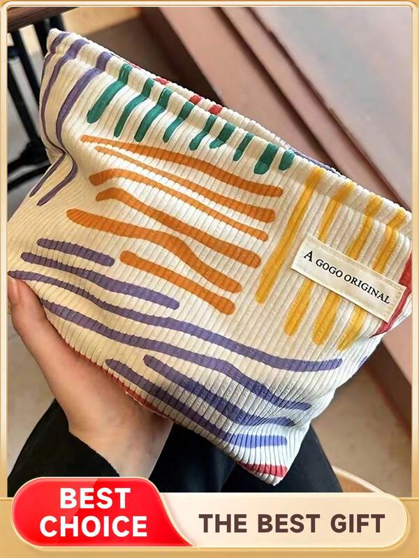 2 piezas Bolsa de cosméticos a rayas de colores (sin colgante de pollo)