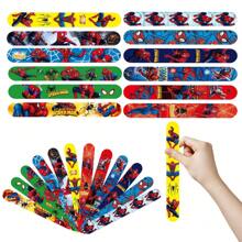 Marvel 12pcs/Set Marvel Spider Man Series Slap Bracelets For Stitch Anime Figure Wristand Slap Bracelets For Christmas Party Gifts