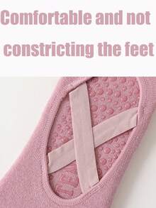 5 Pairs Professional Non-Slip Yoga Socks, Pilates Socks For Women, Foor-Floor Workout Socks With Ties, Towel Bottom Shock Absorption Silicone Non-Slip Invisible Shallow Mouth Indoor Socks - Multicolor - View 8