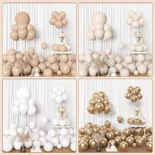 90pcs White Balloon Arch & Garland Kit, 18" 12" Sizes, Beige Cream Champagne Gold Metallic & Confetti Latex Balloons Suitable For Boho Neutral Baby Shower Birthday Party Decor