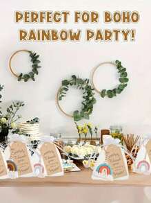 30pcs/15pcs Rainbow Woven Keychain Gift Set, Including 5pcs/10pcs Handmade Keychains, 5pcs/10pcs Thank You Cards And 5pcs/10pcs Organza Bags, Bohemian Style Rainbow Woven Keychains, Suitable For Bridesmaid Gifts, Guest Favors, Birthday Parties, Baby Showers, Mother's Day Parties, Engagement Parties, Bachelorette Parties And Bar/Bat Celebrations