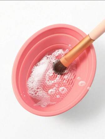 1pc Foldable Silicone Makeup Brush Cleaner Bowl,Can Ete For Rcycle Portable Make Brush Cleaning Mat, Beauty Brush Cleaning Drying Washing Tools, For Brushes Powder Puffs, And Sponges,Quick Clean Makeup Tool Dry Cleaning Box