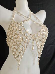 Sexy Lingerie Body Chain For Women, Men & Crossdressers – Acrylic, Crystal, Sequins Chest Harness, Hollow-Out Pendant Vest, Hot Girl Bra Accessories For Nightclubs, Parties, Hotels, Carnivals, Couples