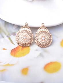 12 قطعة/ مجموعة من الجذابات الذهبية البوهيمية المصنوعة من سبيكة الزنك، شكل قطرة الزيت البيضاء والزهور الدائرية والبيضاوية والقطرة، مجموعة مختلطة أقراط زخرفية، مستلزمات صناعة المجوهرات DIY