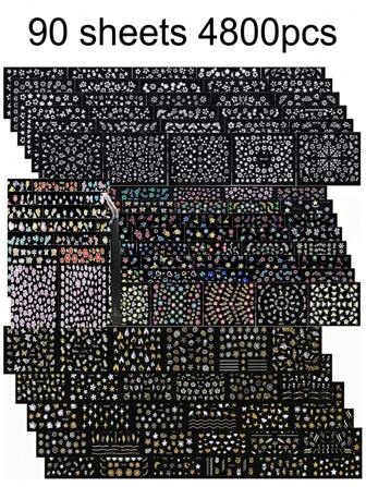 90 Sheets 3D Y2K Nail Art Stickers ,4800 Pieces Stickers 3D Self-Adhesive White Floral Nail Stickers Flower Rose Daisy Cherry Blossoms Nail Stickers Design Flowers Nail Art Supplies Charms For Nail Art Manicure Tips Decoration