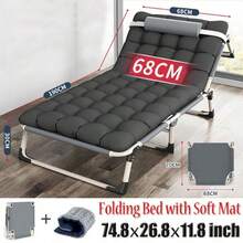 Cama plegable de camping para adultos, cama plegable para huéspedes de uso pesado con colchoneta - 75 x 28 x 12 pulgadas - Ver 2