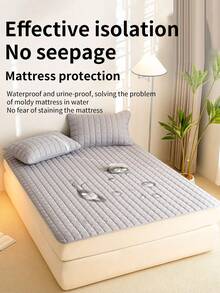 1件装防水防尿失禁床垫保护套 - 绗缝弹力床笠，格子图案，低致敏性，可机洗，适用于单人床/双人床/大号床 - 适合成人和老年人（不含枕套）