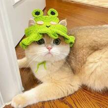 1pc Handmade Knitted Pet Hat, Cute Funny Costume For Cats And Small Dogs