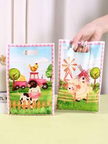 10/20/50 Stücke Bauernhof-Tiere Geschenktüte, Kunststoff-Handtasche, geeignet für Geburtstags-party, Familienferien-party Dekoration, Hochzeitsfeier Zubehör, Muttertags-Geschenkverpackungstüten