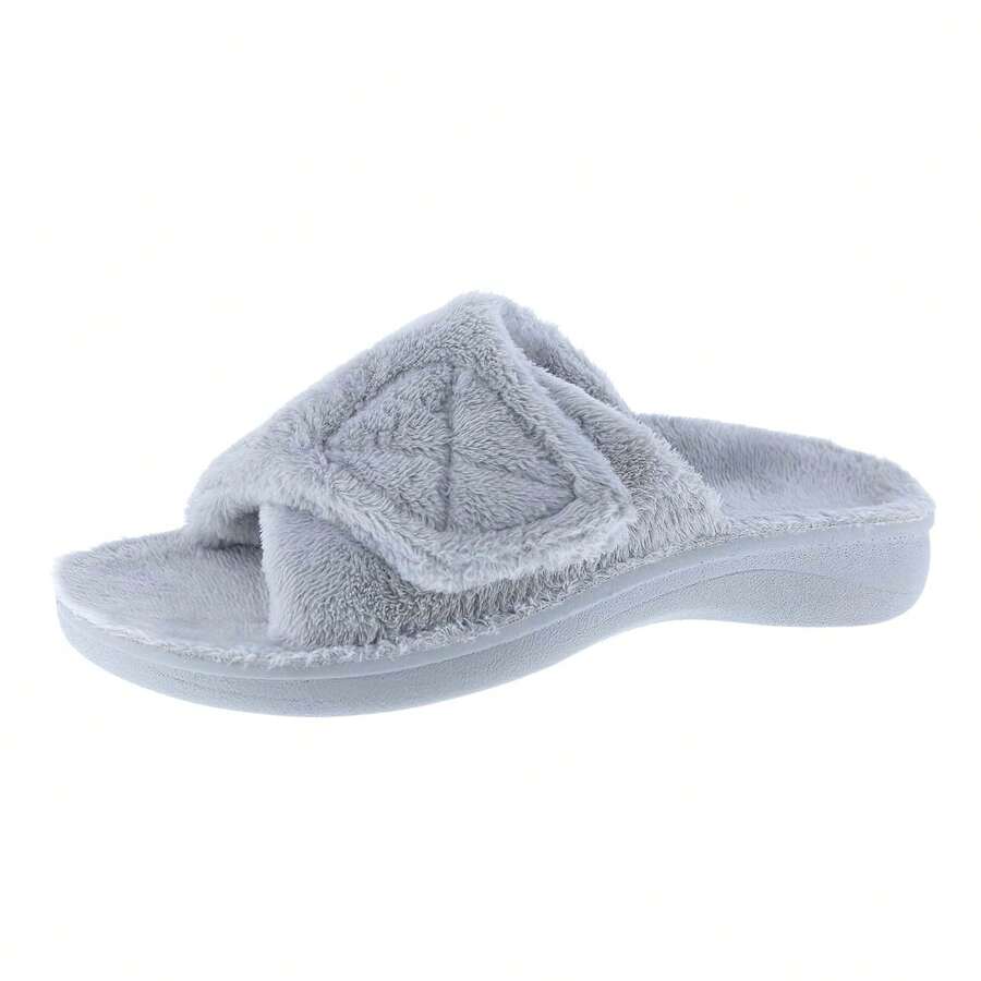 BELOVELY[Comfy-1]Fuzzy House Slippers With Arch Support Orthotic Heel Cup Sandals For Women - Grey - View 1