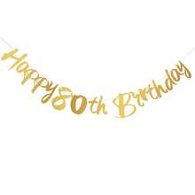 1/2 套金色和黑色生日旗帜悬挂装饰，16/18/21/30/40/50/60/70/80 岁周年纪念庆祝横幅，快乐派对用品 - 彩色 - 查看 13