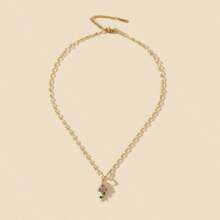 1pc Fashionable 18K Gold Plated Floral Pendant Necklace With Inlaid Zirconia, Suitable For Women's Daily Wear, Jewelry Gift For Friends