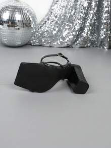 女士时尚高跟方头凉鞋，性感 - 黑色 - 查看 4