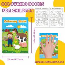 Paquete de 6 libros para colorear infantiles - Temas de animales de granja/cuidado de la piel y maquillaje, libros para colorear de juegos de fiesta, dibujos animados, entrenamiento de habilidades motoras finas, juegos de unir puntos para colorear, adecuado para niños de 3 a 5 años, regalo de regreso a la escuela, recuerdos de fiesta, regalo diario