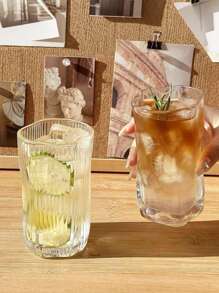 1 pieza Taza de vidrio asimétrica con giro, cristalería elegante y delicada para bebidas frías, cócteles, café, leche, café con hielo americano, taza de jugo de verano, taza para bebidas frías, copas para bar, cenas y restaurantes, adecuada para el hogar, la cocina, el comedor, celebraciones de cumpleaños y reuniones