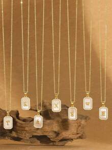 MECYLIFE 1pc Pearl Letter Necklace, Elegant Letter Pendant, Gift For Mom - Yellow Gold - View 2