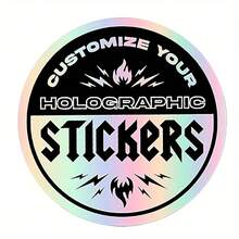 Custom Design Your Own Holographic Vinyl Decals Stickers. 100Pcs Upload Your Photo, Text, Logo. UV Fade Resistant & Vinyl Has Air Release For Bubble Free Install. Oil Slick Look,Durable,Reusable,Colorful,Personalized,Unique - 1.96inch*100pcs - View 2