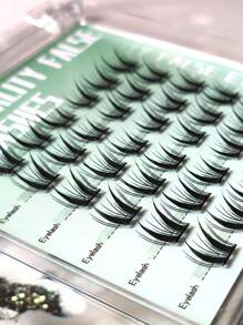 1 Caja 36 piezas Extensiones de Pestañas Divididas de Mink Artificial Esponjosas, Aspecto Natural, Reutilizables, Apropiadas para Maquillaje Ahumado, Cosplay, Clubes Nocturnos